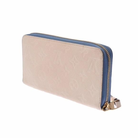 LOUIS VUITTON Monogram Empreinte Zippy Wallet Cream Blue Jean Leather Long main image 2